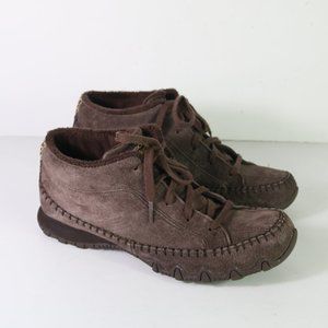 Skechers Size 8.5 Bikers Totem Pole Brown Suede Fur Lined Lace Up Chukka Boots